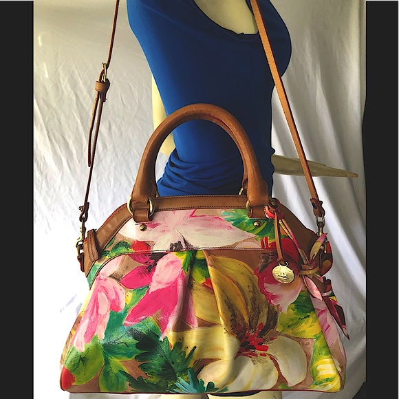 Brahmin Handbags - Brahmin Flora Leather Handbag Satchel